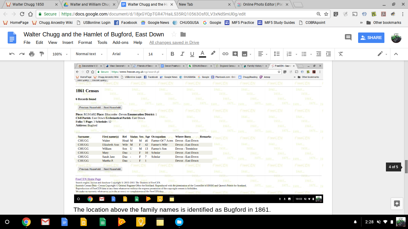 Walter+Chugg+1861+census+Bugford